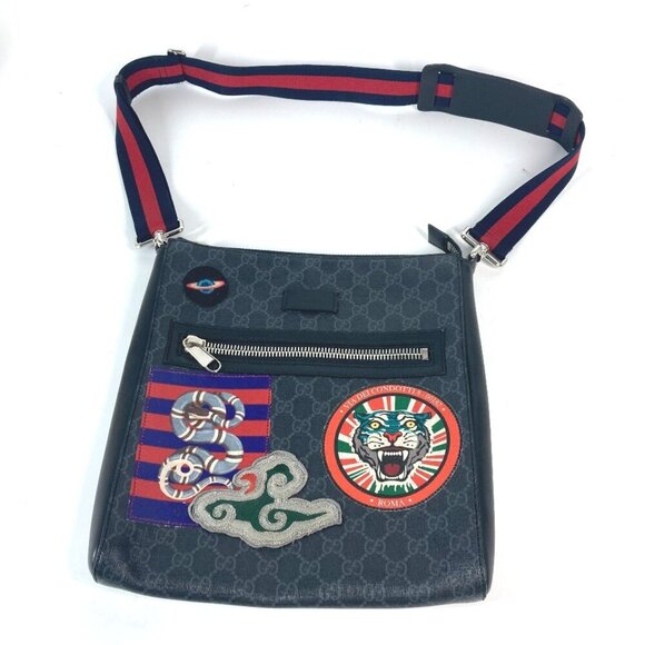 GUCCI Black Canvas Messenger Shoulder Bag - Picture 12 of 16